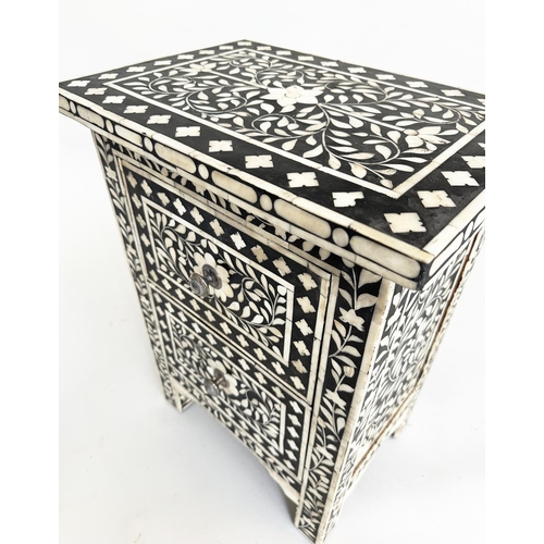 138 - CHESTS, a pair, Moorish profusely inlaid bone each with two drawers, 60cm H x 44cm W x 30cm D. (2)