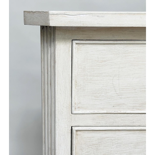 151 - LOW CHEST, Georgian style grey painted with nine drawers and bracket supports, 74cm H x 153cm W x 47... 