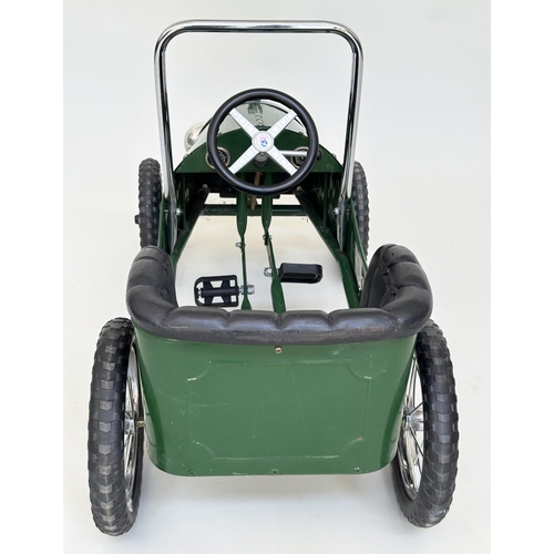 221 - PEDAL CAR BY GREAT GIZMOS, green painted and chrome vintage model tourer, 80cm x 40cm x 54cm H.