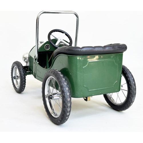 221 - PEDAL CAR BY GREAT GIZMOS, green painted and chrome vintage model tourer, 80cm x 40cm x 54cm H.