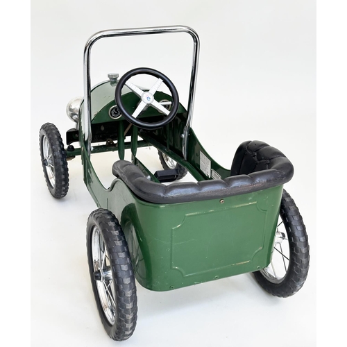 221 - PEDAL CAR BY GREAT GIZMOS, green painted and chrome vintage model tourer, 80cm x 40cm x 54cm H.