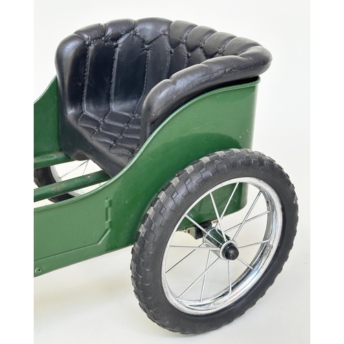 221 - PEDAL CAR BY GREAT GIZMOS, green painted and chrome vintage model tourer, 80cm x 40cm x 54cm H.