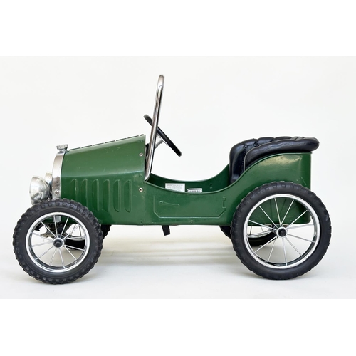 221 - PEDAL CAR BY GREAT GIZMOS, green painted and chrome vintage model tourer, 80cm x 40cm x 54cm H.