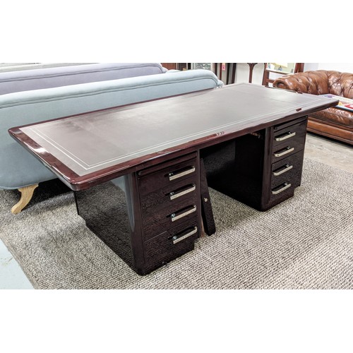 425 - ABBESS PEDESTAL DESK, lacquered finish, 218cm W.