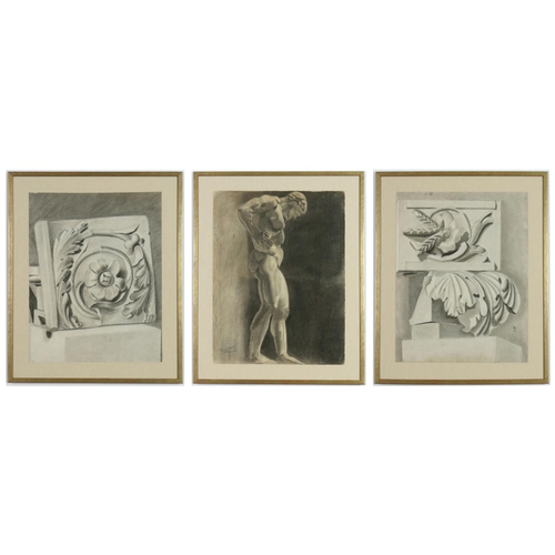 61 - A SET OF THREE LATE 19TH CENTURY FRENCH CLASSICAL CA CLASSICAL SCULPTURE STUDY and two studies for F... 