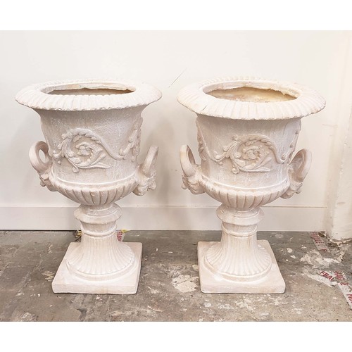 476 - URNS, a pair, faux stone, 72cm H approx. (2)