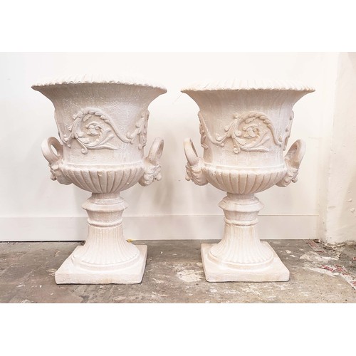 476 - URNS, a pair, faux stone, 72cm H approx. (2)