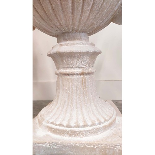 476 - URNS, a pair, faux stone, 72cm H approx. (2)