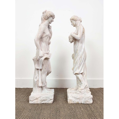 477 - SCULPTURAL MAIDENS, two differing, faux stone, 81cm H at tallest approx. (2)