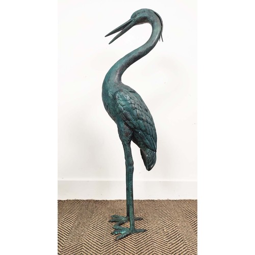 479 - CRANES, a set of two, cast metal, 98cm H at tallest approx. (2)