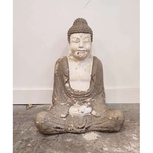 482 - SCULPTURAL SEATED BUDDAH, 59cm H.