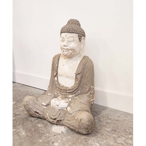 482 - SCULPTURAL SEATED BUDDAH, 59cm H.