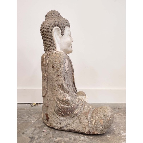 482 - SCULPTURAL SEATED BUDDAH, 59cm H.