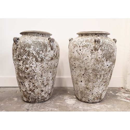 483 - AMPHORA PLANTERS, a pair, fired clay, 64cm H. (2)