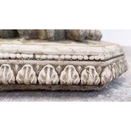 485 - LION PEDESTALS, a pair, composite stone, 78cm H. (2)