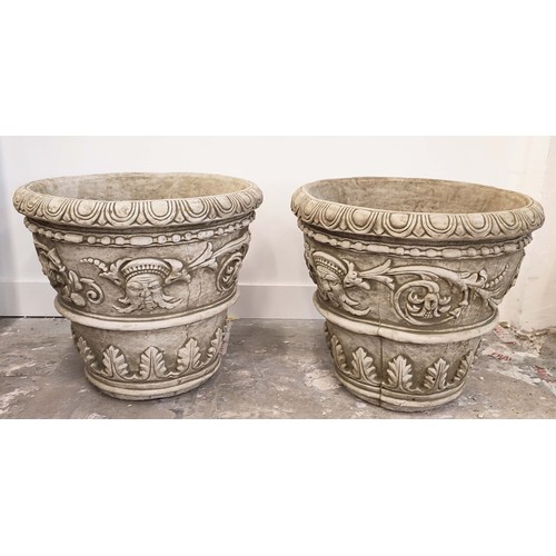 486 - PLANTERS, a pair, composite stone, 50cm H. (2)