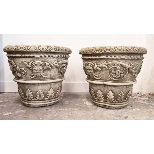 486 - PLANTERS, a pair, composite stone, 50cm H. (2)