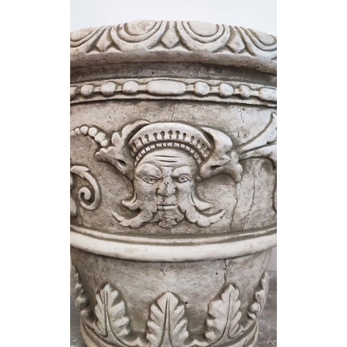 486 - PLANTERS, a pair, composite stone, 50cm H. (2)