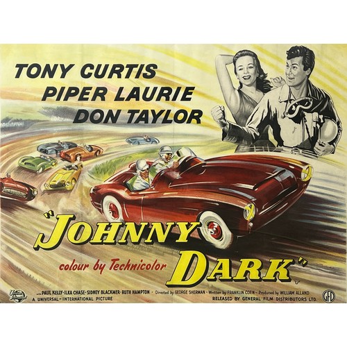 69 - JOHNNY DARK ORIGINAL FILM POSTER, circa 1954, framed, 85cm x 110cm.