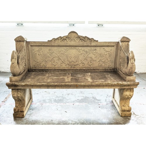 478 - BENCH, faux stone, 161.5cm W approx.