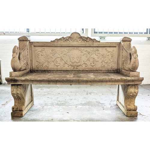 478 - BENCH, faux stone, 161.5cm W approx.