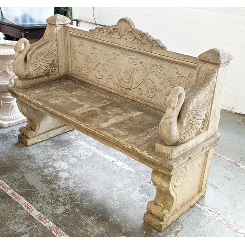 478 - BENCH, faux stone, 161.5cm W approx.