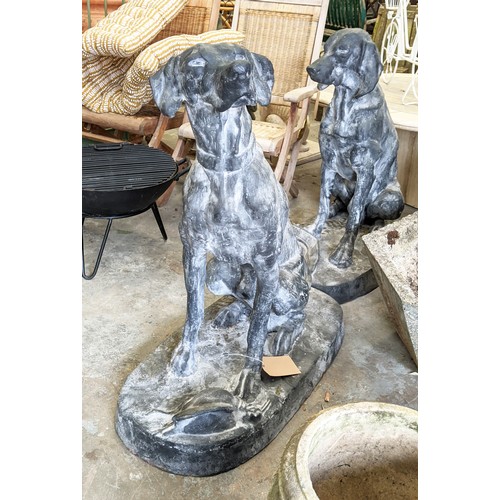 480 - SCULPTURAL DOGS, a pair, cast metal, 90cm H. (2)