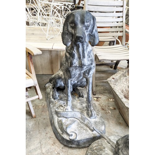 480 - SCULPTURAL DOGS, a pair, cast metal, 90cm H. (2)