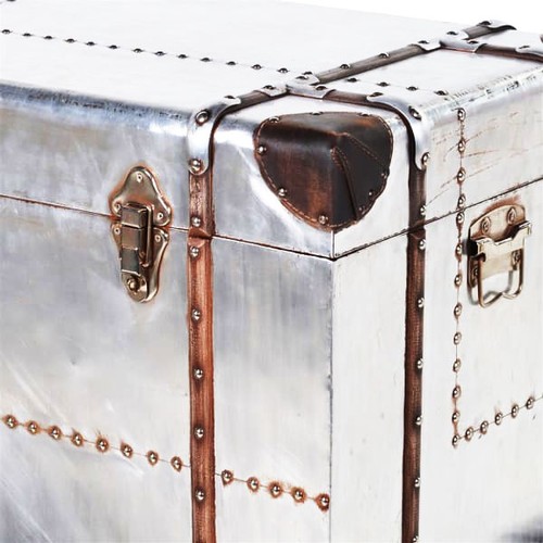 381 - TRUNKS, a graduated set of three, metal clad, largest 72cm H x 82cm x 46cm. (3)