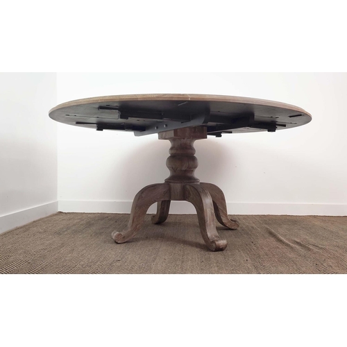 338 - DINING TABLE, French provincial style, drop leaf design, 165cm diam x 81cm H.