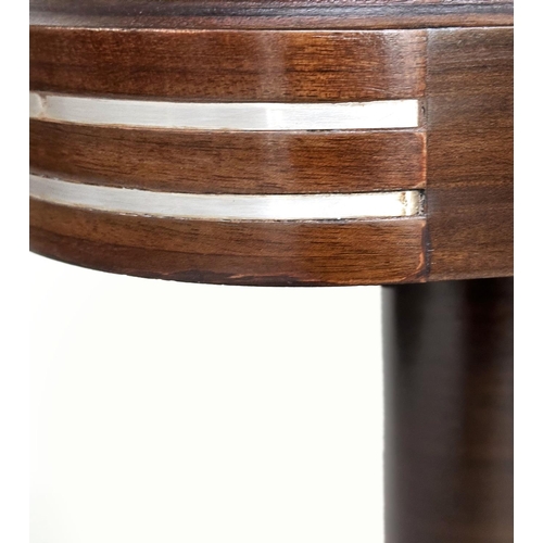 114 - ART DECO SIDE/CENTRE TABLE, walnut chevron and quarter veneered and white metal inset with shaped to... 