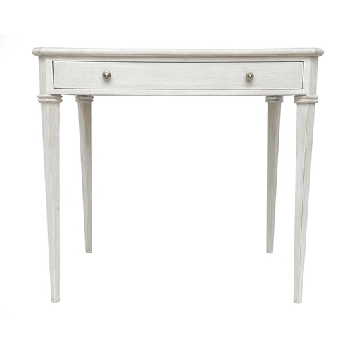 129 - WRITING TABLE, Italian traditionally grey painted with frieze drawer and square tapering supports, 8... 