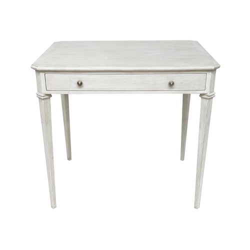 129 - WRITING TABLE, Italian traditionally grey painted with frieze drawer and square tapering supports, 8... 