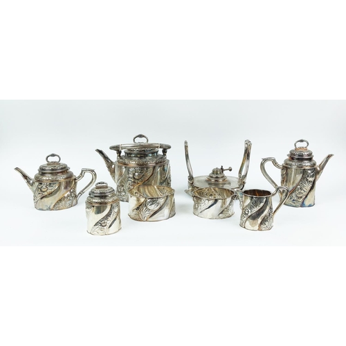 1 - A DANISH MICHELSEN STERLING SILVER TEA AND COFFEE SERVICE, comprising, spirit kettle and stand, teap... 