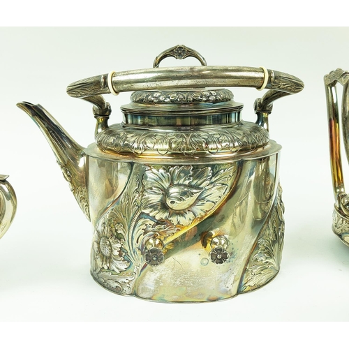 1 - A DANISH MICHELSEN STERLING SILVER TEA AND COFFEE SERVICE, comprising, spirit kettle and stand, teap... 