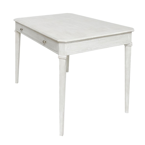 129 - WRITING TABLE, Italian traditionally grey painted with frieze drawer and square tapering supports, 8... 