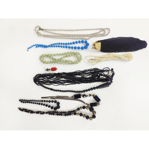 13 - A LARGE QUANTITY OF ASSORTED COSTUME JEWLLERY, including faux pearl necklaces, reconstituted glass b... 