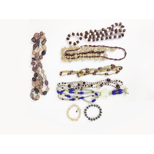 13 - A LARGE QUANTITY OF ASSORTED COSTUME JEWLLERY, including faux pearl necklaces, reconstituted glass b... 