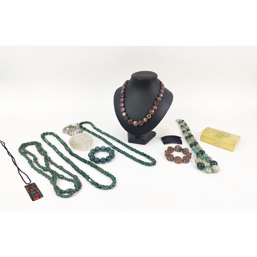 13 - A LARGE QUANTITY OF ASSORTED COSTUME JEWLLERY, including faux pearl necklaces, reconstituted glass b... 