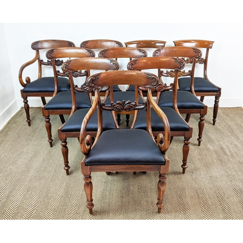 142 - DINING CHAIRS, a matched set of ten early Victorian mahogany including two armchairs and two William... 