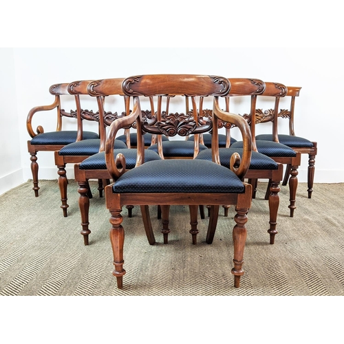 142 - DINING CHAIRS, a matched set of ten early Victorian mahogany including two armchairs and two William... 