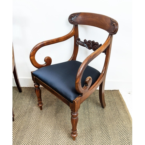 142 - DINING CHAIRS, a matched set of ten early Victorian mahogany including two armchairs and two William... 