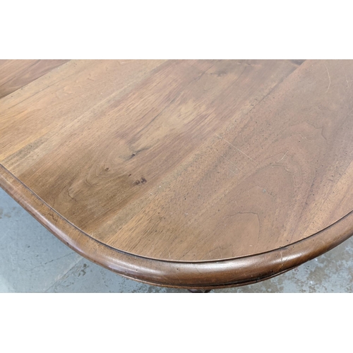 144 - DINING TABLE, late 19th century French walnut with four extra leaves on castors, 73cm H x 115cm W x ... 