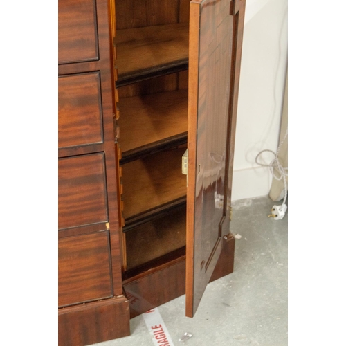 146 - LIBRARY BOOKCASE, Regency mahogany and ebonised strung with four glazed doors enclosing adjustable f... 