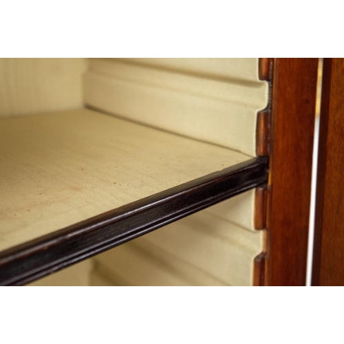 146 - LIBRARY BOOKCASE, Regency mahogany and ebonised strung with four glazed doors enclosing adjustable f... 