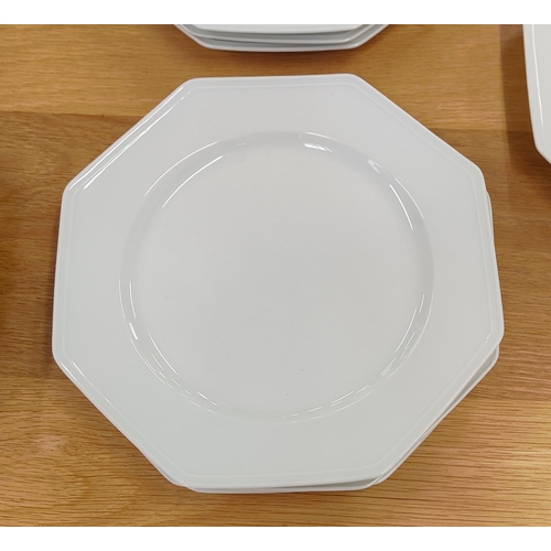 15 - A COLLECTION OF LIMOGES 'ROYALE' DINNERWARE, in a white octagonal design, comprising eight dinner pl... 