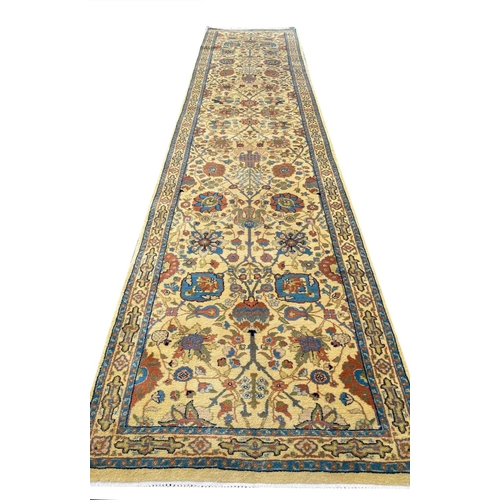 165 - VERY FINE SHAH ABBAS DESIGN TABRIZ RUNNER, 370cm x 80cm.