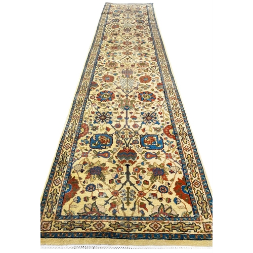 165 - VERY FINE SHAH ABBAS DESIGN TABRIZ RUNNER, 370cm x 80cm.