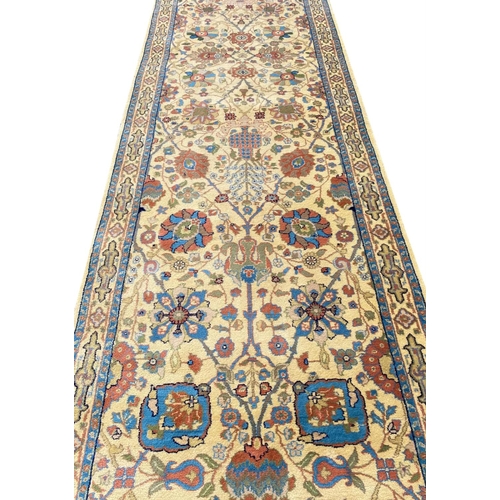 165 - VERY FINE SHAH ABBAS DESIGN TABRIZ RUNNER, 370cm x 80cm.