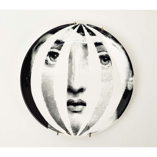 28 - FORNASETTI STYLE PLATES, six various monochrome designs, 20.5cm W. (6)